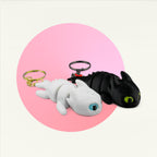 Chibi Light Fury & Toothless Keychain