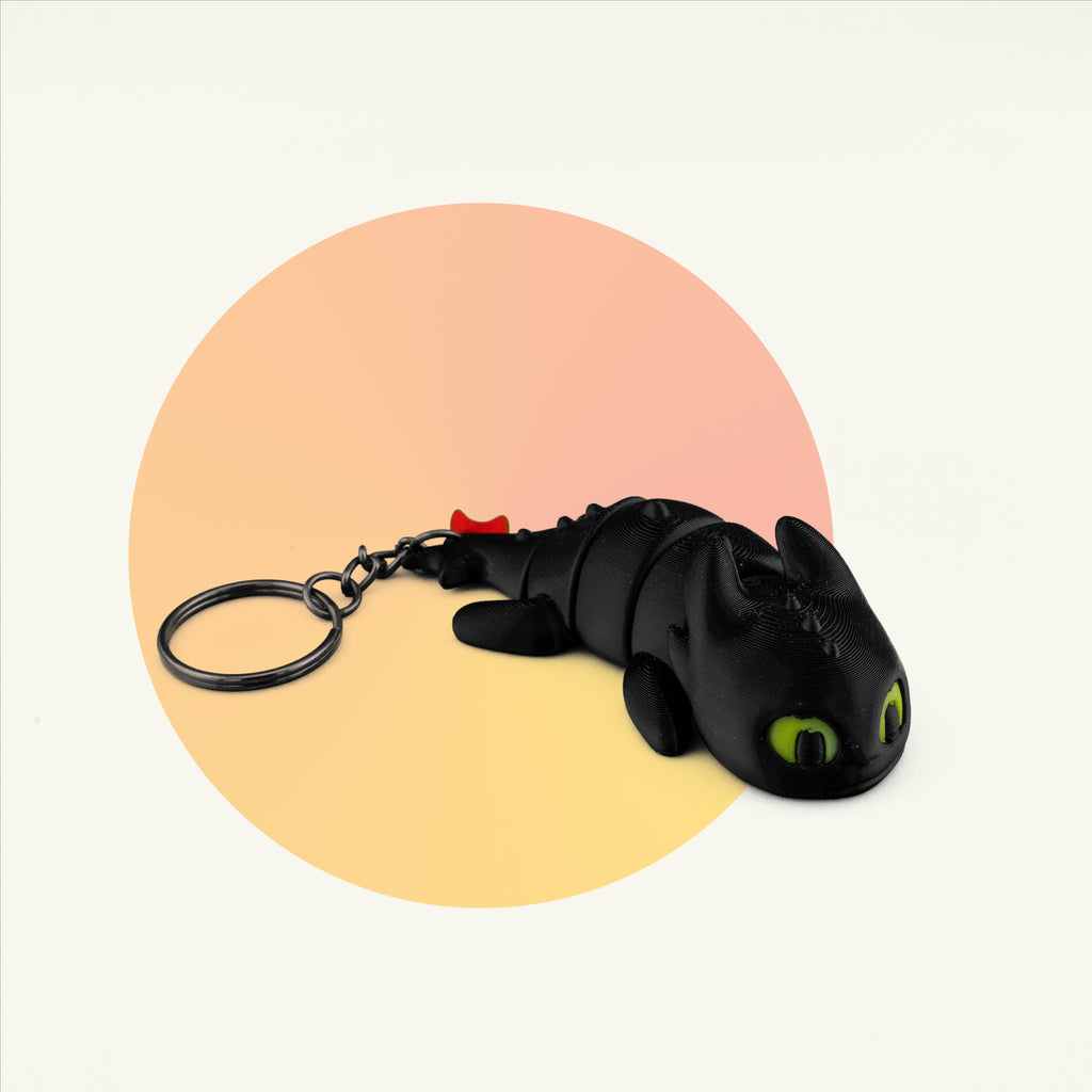 Chibi Light Fury & Toothless Keychain